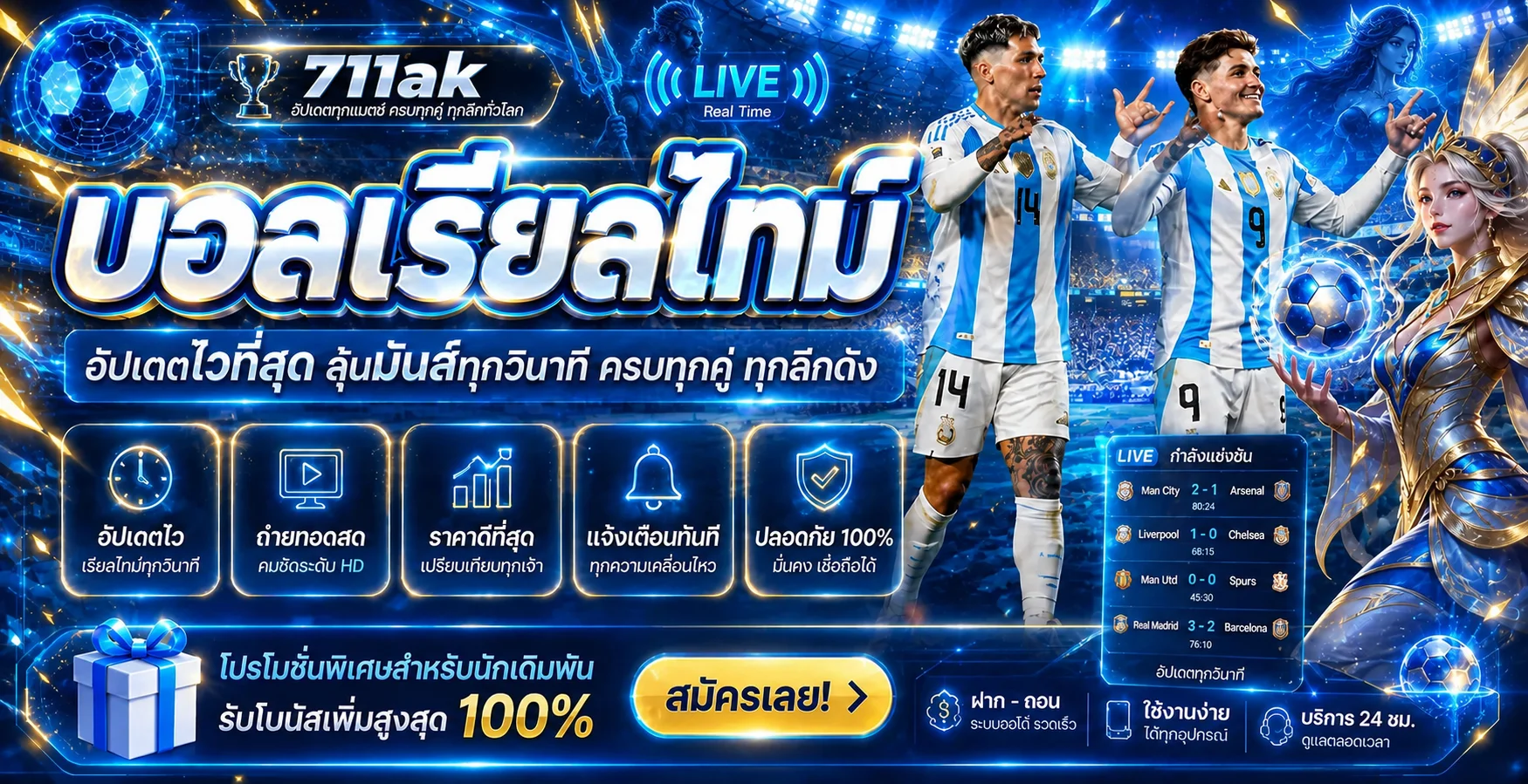 711ak บอลเรียลไทม์ อัปเดตทุกวินาที ครบทุกคู่ทุกลีกดัง